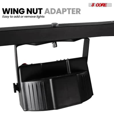 5 Core DJ Light Stand Tripod w Wheels 79" Crossbar 6 Light Points Adjustable 169.5" Stage Lighting Stand image 4
