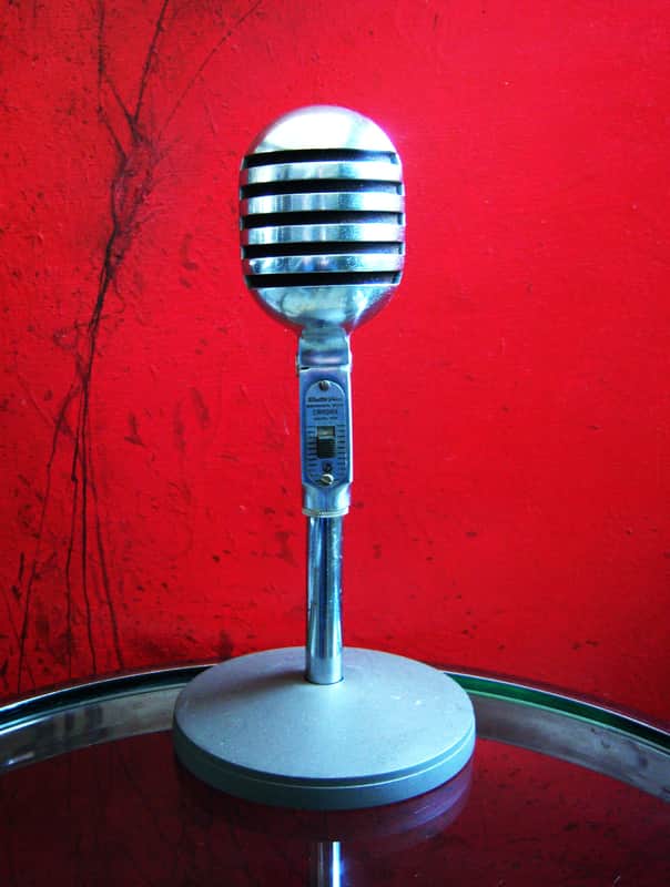 Vintage 1940's Electro-Voice 950 Cardax Crystal Microphone Hi Z w E.V 423A stand prop display image 1