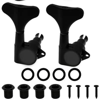 4Pcs Sealed Bass Tuning Pegs Machine Heads 2R2L Compatible with Electric Bass Tuners Replacement Parts (Black) image 2