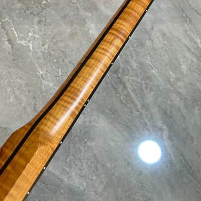 Satin 22 fret Roasted Flame Maple block inlay binding Electric Guitar Neck parts image 5