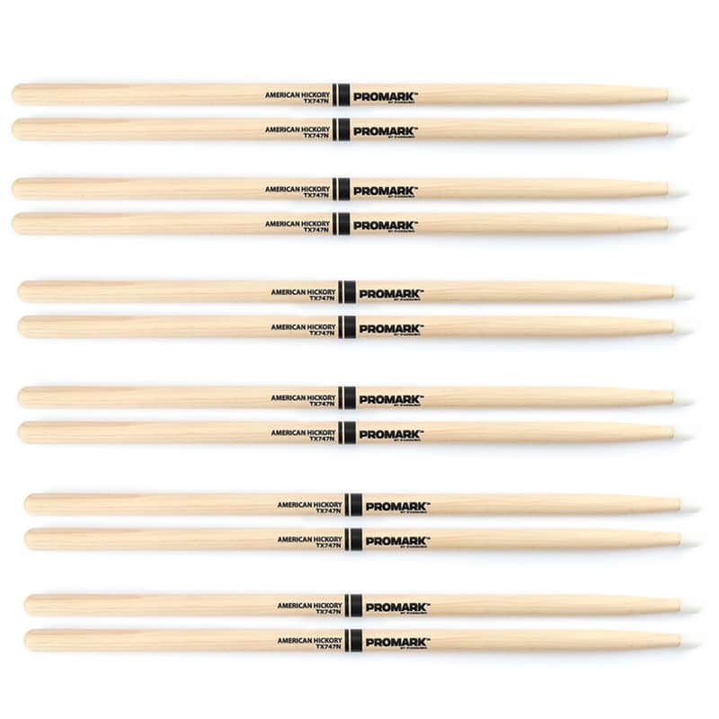 ProMark TX747N (6 pairs) Hickory Nylon tip drum sticks - "ROCK"  UPC 616022105489 image 1