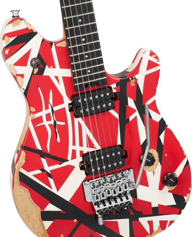EVH Limited Edition Wolfgang Special Striped Series, Ebony Fingerboard, Red, Black, and White, Aged image 1