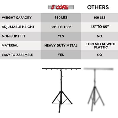 5Core DJ Light Stand Stage Lighting Truss System Height Adjustable 39 to 100" Heavy Duty T bar Mount image 11
