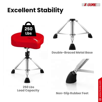 5 Core Drum Throne w 4.5" Padded Stool Adjustable Drummer Chair image 7