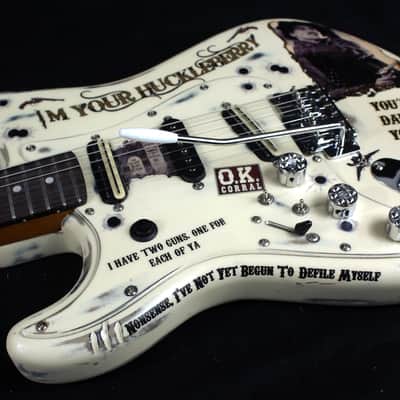 Custom Painted and Upgraded Fender Squier Standard (LH) Strat - Aged and Relic'ed With Graphics image 9