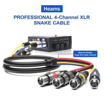 \2 Pack Professional 4 Channel XLR Snake Cables 6FT, Noise Free and Long-Lasting Snake Cable, All Copper Conductors XLR Male to Female Recording Snake for Live and Studios, Color Cording image 5