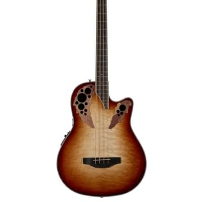 Ovation CEB44X-7C Celebrity Elite Exotic Mid Quilt Maple Acoustic / Electric Bass, Cognac Burst / Natural Gloss imagen 2