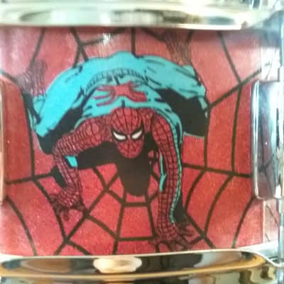 Mapex Assaulted Battery custom Spider-man themed graphics over a red sparkle finish. custom Spider-man multi layer image 7