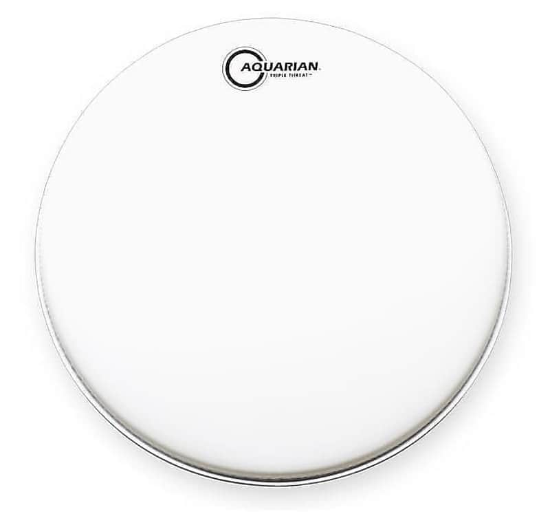 Aquarian TRP14 14" White Texture Coated Triple Threat Snare Drum Head w/ Video Link image 1
