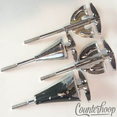 *Pearl 4x Bass Drum Tension T-Rods+Claws Metric Japan Chrome 4 1/4" Vintage 60s* image 1