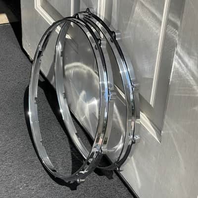 Pair Yamaha 14" 3.0mm Cast Aluminum 10 Hole Die-Cast Snare Drum Batter Hoops Rims Absolute Hybrid Maple 3.0mm AL-DC Hoop image 3