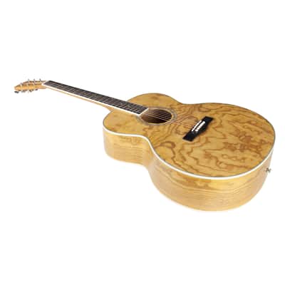 TARIO 41'' Antique Jumbo Body Acoustic Guitar Curly Ash body Okoume Neck Natural image 5