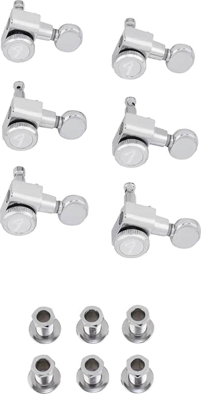 Deluxe Locking Staggered Guitar Tuners, Vintage Buttons, Chrome image 1