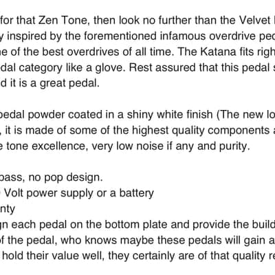 Velvet Boutique Guitar Effects Katana 2015 White image 7