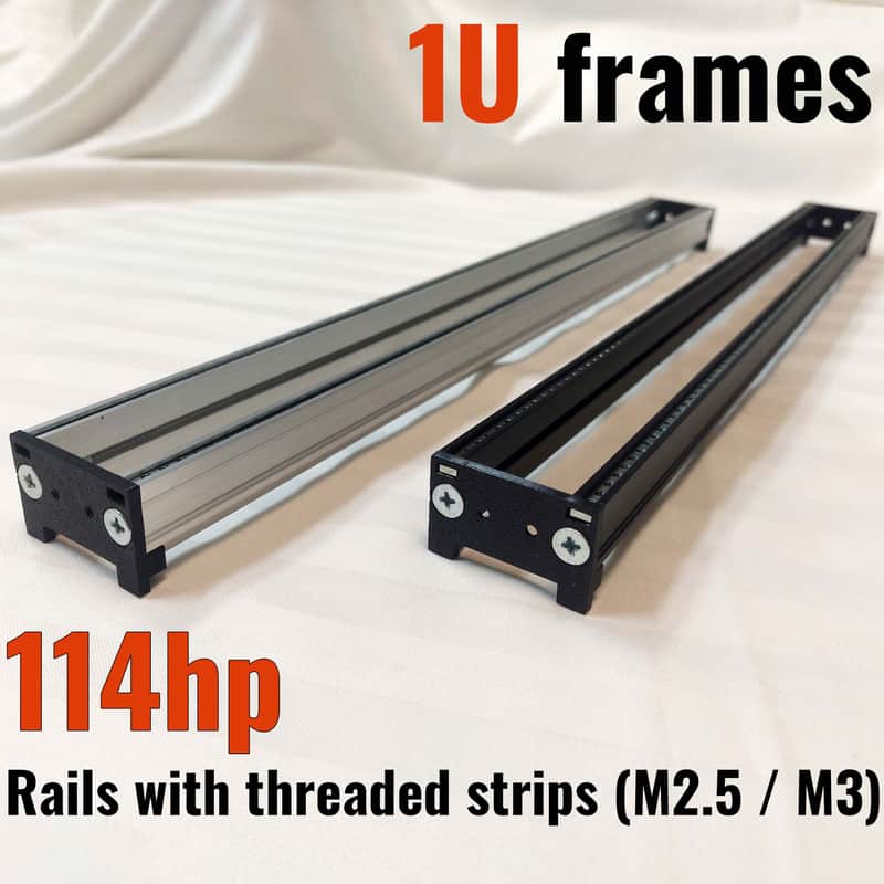 Intellijel 1U 114HP Eurorack Rails Kit with Brackets & Threaded Inserts (Black / Silver) image 1