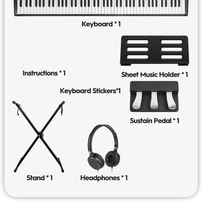 88 Keys Weighted Keyboard Piano with Stand & Sustain Pedal, Hammer-Action Digital Piano, Full-size Electric Piano Keyboard Supports USB-MIDI/Wireless Connect, image 3