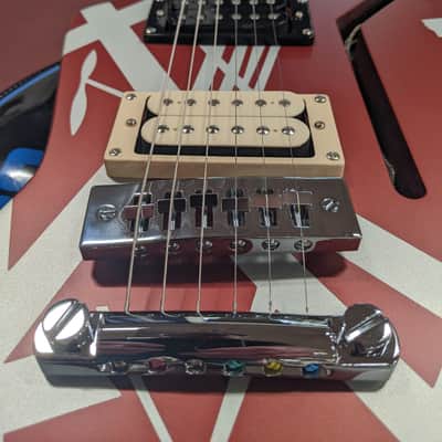 EVH Striped Series Shark 2020's Burgundy w/ Silver Stripes image 4