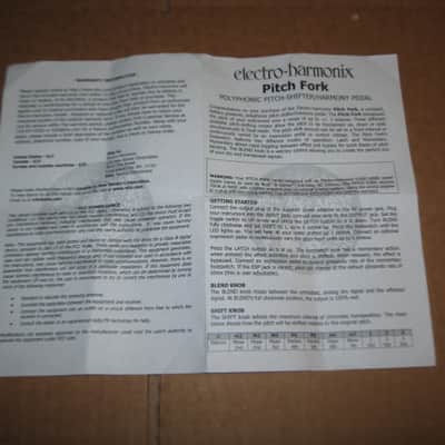 lightly handled Electro Harmonix EMPTY CARDBOARD BOX, original Owner's Manual , & bubble wrap ONLY for Pitch Fork Polyphonic Pitch Shifter	(NO pedal, NO power supply, NO warranty / registration paperwork) 2010s (specifically from 2014) image 21