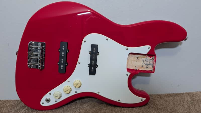 Fender  Squier Loaded Jazz Body / 1994 Black Label / Torino Red / Rare USA Body image 1