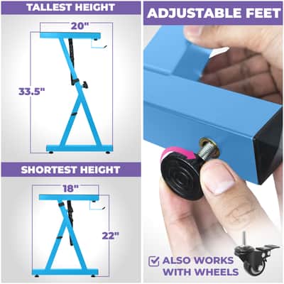 Liquid Stands Z-Style Adjustable Height Piano Keyboard Stand with Straps & Headphone Hook - Fits 54-88 Key (Light Blue) image 3