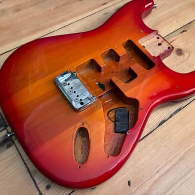 Unbranded Transparent Red Burst S Type Guitar Body inc Bridge image 2