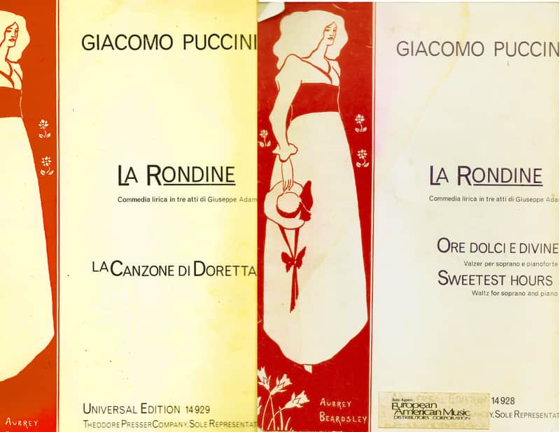 Giacomo Puccini-La Rondine- La Canzone Di Doretta-Ore Dolci E Divine- The Swallow Song of Doretta Sweetest Hours-Waltz for Soprano and Piano image 1