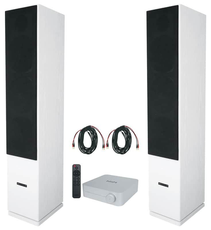 (2) Rockville Rocktower 64B White Home Audio Tower Speakers+Bluetooth/Wifi Amp image 1