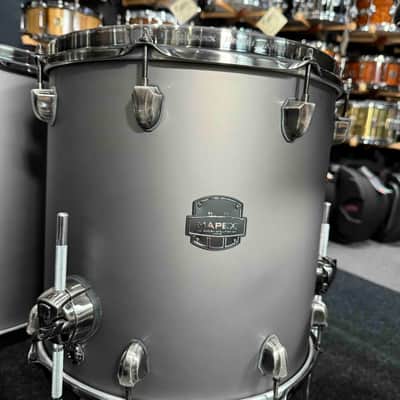 ~WOW!~ Mapex Saturn Evolution Maple/Walnut Hybrid 6-Piece 8/10/12/14/16/22 Drum Kit Set in Gun Metal Grey Lacquer with Black Nickel Hardware image 9