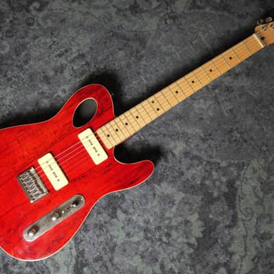 Fender Hollow Body Telecaster Partscaster P90 Special Natural Red Spalted Maple Flame top image 1