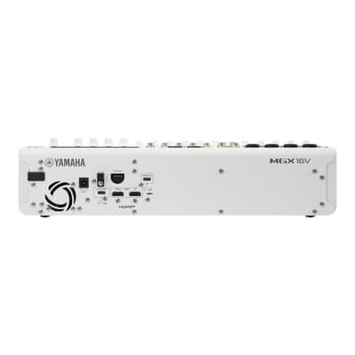 Yamaha MGX16V W 22-Channel Digital Mixing Console with HDMI-USB 4K Video Interface and Two DBR15 15-Inch 1,000W Powered Loudspeakers (White Live Sound PA Bundle) image 4