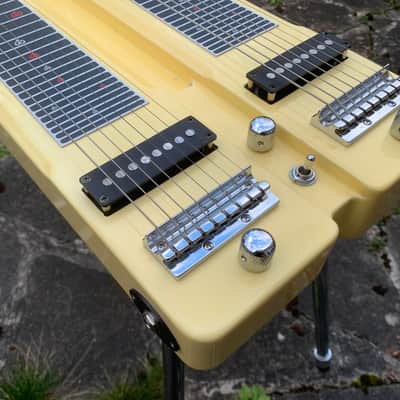 Canopus dual 8 double neck Console Lap steel guitar w case Cream white YSD8 image 9