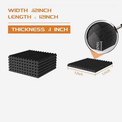 54 Pack Sound Proof Foam Panels |12"×12"×1" Quick-Recovery Soundproof Wall Panels | High Density Sound Dampening Panels for Home Studio |With Adhesive Stickers 270PCS image 2