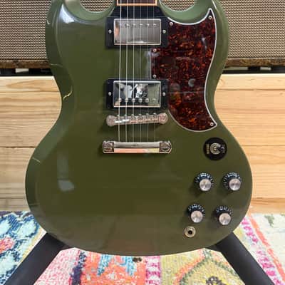 Gibson CME Exclusive SG Standard with T-Type Pickups, Tortoise Pickguard 2018 - Olive Drab image 16