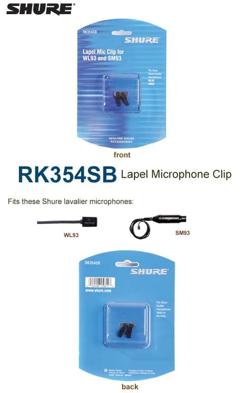 Shure RK354SB Microphone Tie Clip (2 Pack) image 1