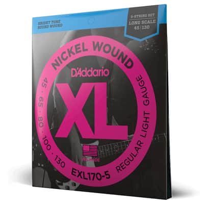 D'Addario EXL170-5 5-String Nickel Wound Bass Guitar Strings, Light, 45-130, Long Scale image 1