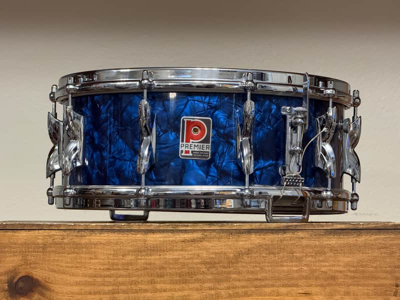 1960's Premier Hi-Fi  5.5x14" Blue Pearl Snare Drum image 1