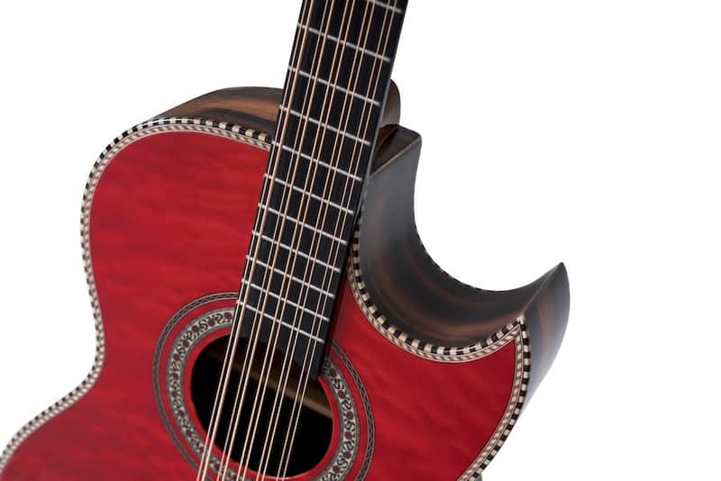 Oscar Schmidt OH32SEQR | Bajo Quinto Acoustic / Electric, Quilt Trans Red. New with Full Warranty! image 1