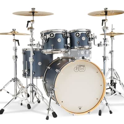 Drum Workshop DW Design Series 4-Piece Maple Shell Pack, Blue Slate w/Chrome Hardware image 1
