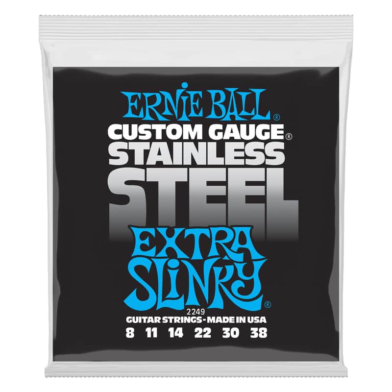 Ernie Ball 2249 Extra Slinky Stainless Steel Wound Electric Guitar Strings 8-38 image 1
