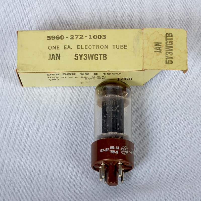 Vintage GE 5Y3WGTB/ 6987 JAN Rectifier Tube – Tests Like NOS – USA Made image 1