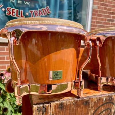 LP Latin Percussion LP201AX-2CB Limited Edition Cherry Bongos w/ Copper Plated Hardware image 4