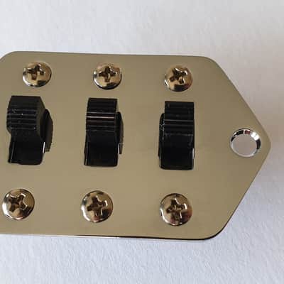 Jaguar Guitar slide switch control plate kit chrome + 3x switches and screws image 1