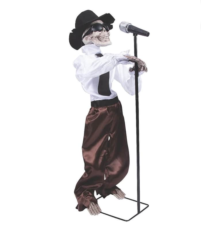 3FT Standing Singing Skeleton Rocker Halloween Animatronics image 1