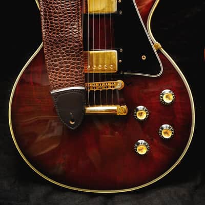 Well-Hung Jabberwock 3" padded leather Guitar Strap 2020 Warmbrownyred image 1