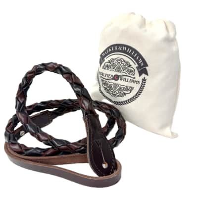 Walker And Williams M-51-CGN/BLK Throwback Series Chestnut Brown And Black Grain Leather "Twist" Mandolin Strap image 2