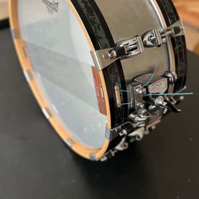 Ayotte Keplinger 14x5.5” Stainless Steel Snare Drum – Original Wood Hoops – Rare Finish - 1990s image 9