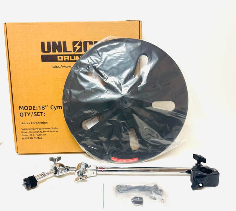 UNLOCK 18” 3-Zone Ride Crash Bell Ozone FX Cymbal w Arm for Roland Alesis Kit image 1