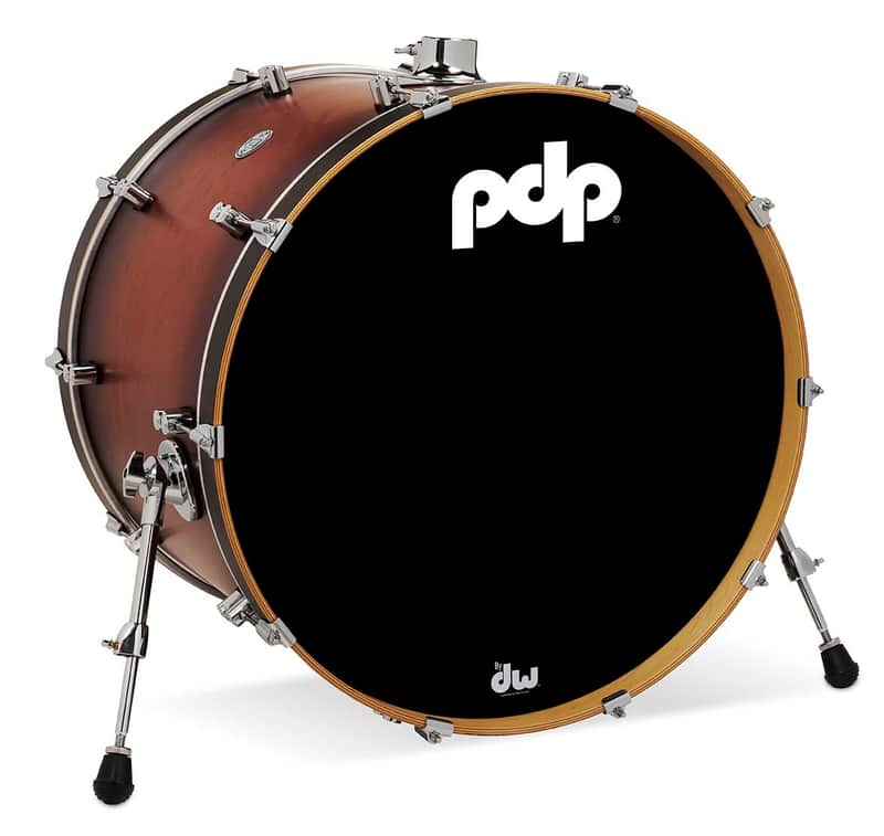 PDP Concept Series Maple Bass Drum, 18x24, Satin Tobacco Burst w/Chrome Hardware image 1