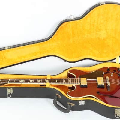 Vintage Ventura 335 Wine Red Hollowbody Electric Guitar w/ Case Motsumoku Japan image 2
