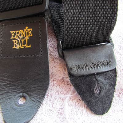 Ernie Ball Woven Guitar Strap With Leather Ends Lightly Used Black Woven Ernie Ball Guitar Strap image 1